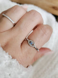 Sterling Silver Aquamarine Evil Eye Protection Ring - view 3