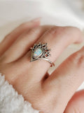 Sterling Silver 925 White Opal Mandala Ring - view 4