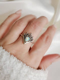 Sterling Silver 925 White Opal Mandala Ring - view 2
