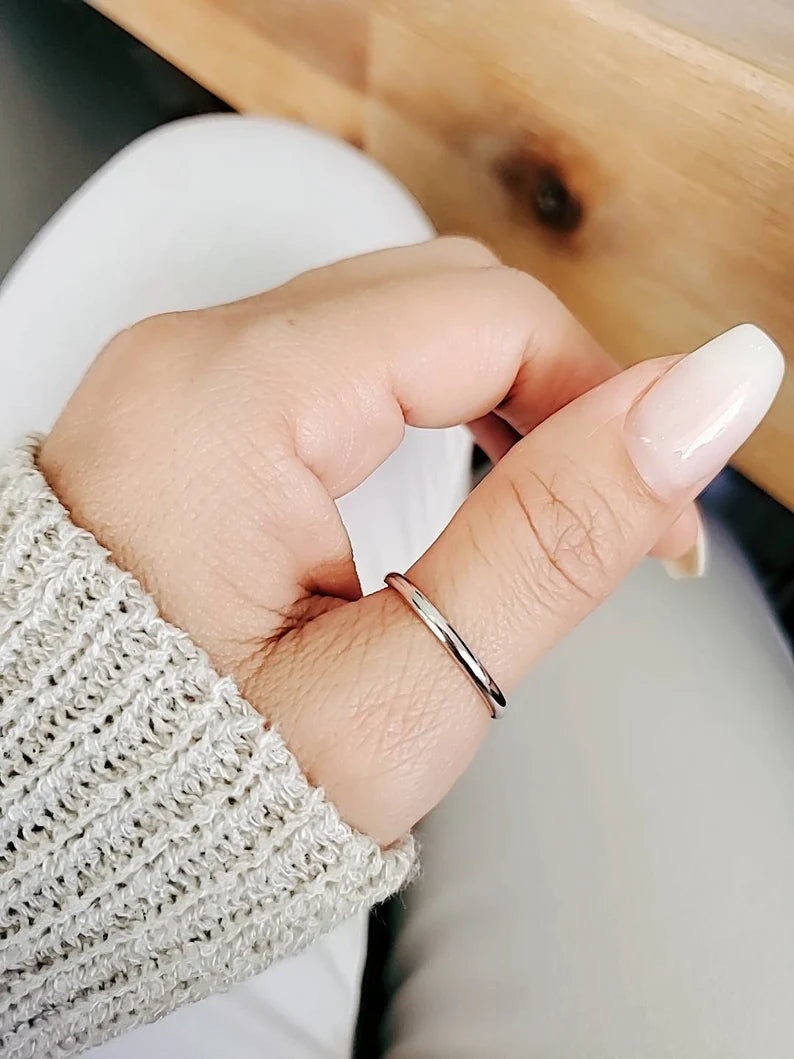 Sterling Silver 2mm Band Ring - view 3