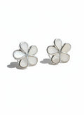 Sterling Silver 925 Mother of Pearl Flower Earrings