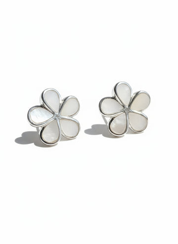 Sterling Silver 925 Mother of Pearl Flower Earrings