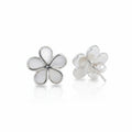 Sterling Silver 925 Mother of Pearl Flower Earrings - view 3