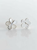 Sterling Silver 925 Mother of Pearl Flower Earrings - view 6