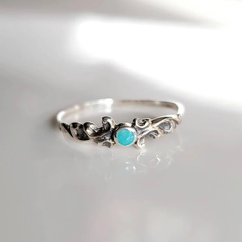Sterling Silver Dainty Turquoise Ring - view 4
