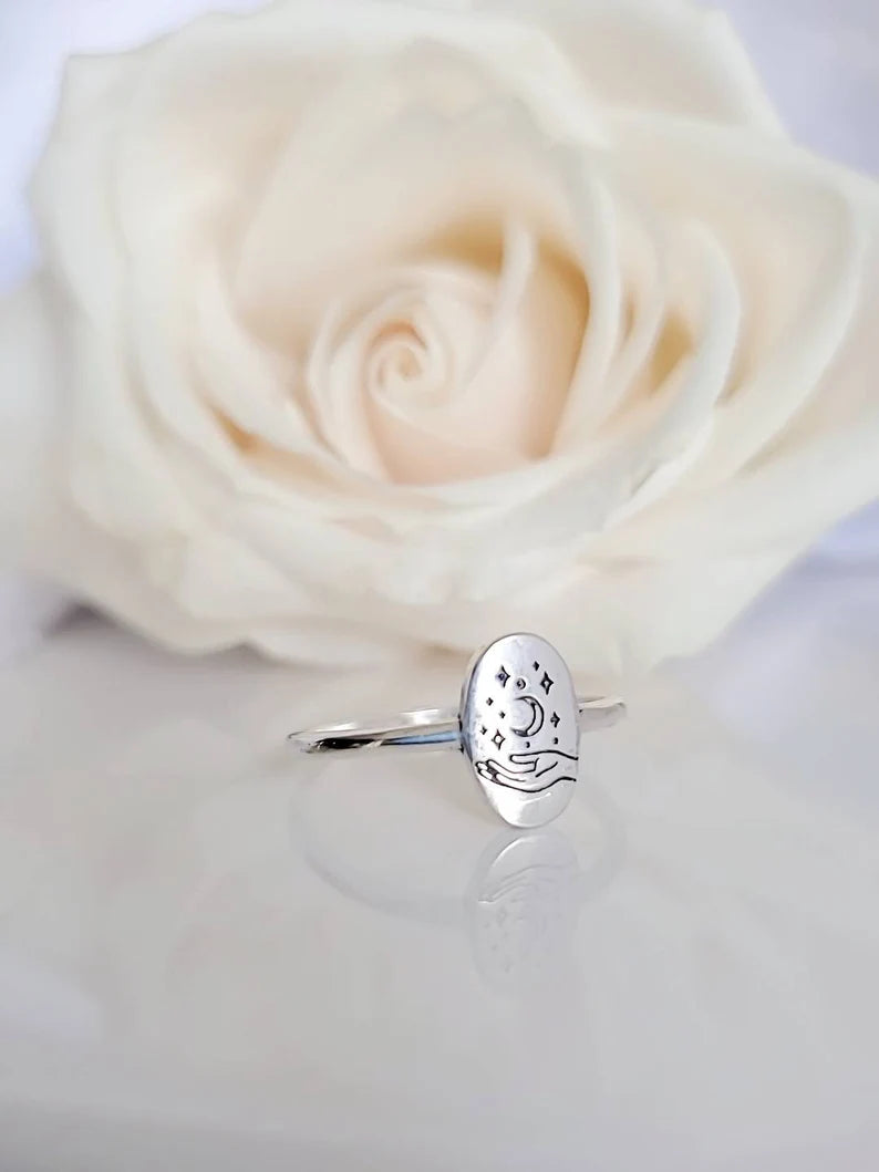 Sterling Silver Stars Moon Mystical Ring - view 5