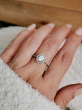 Sterling Silver Halo White Opal Promise Ring - view 6