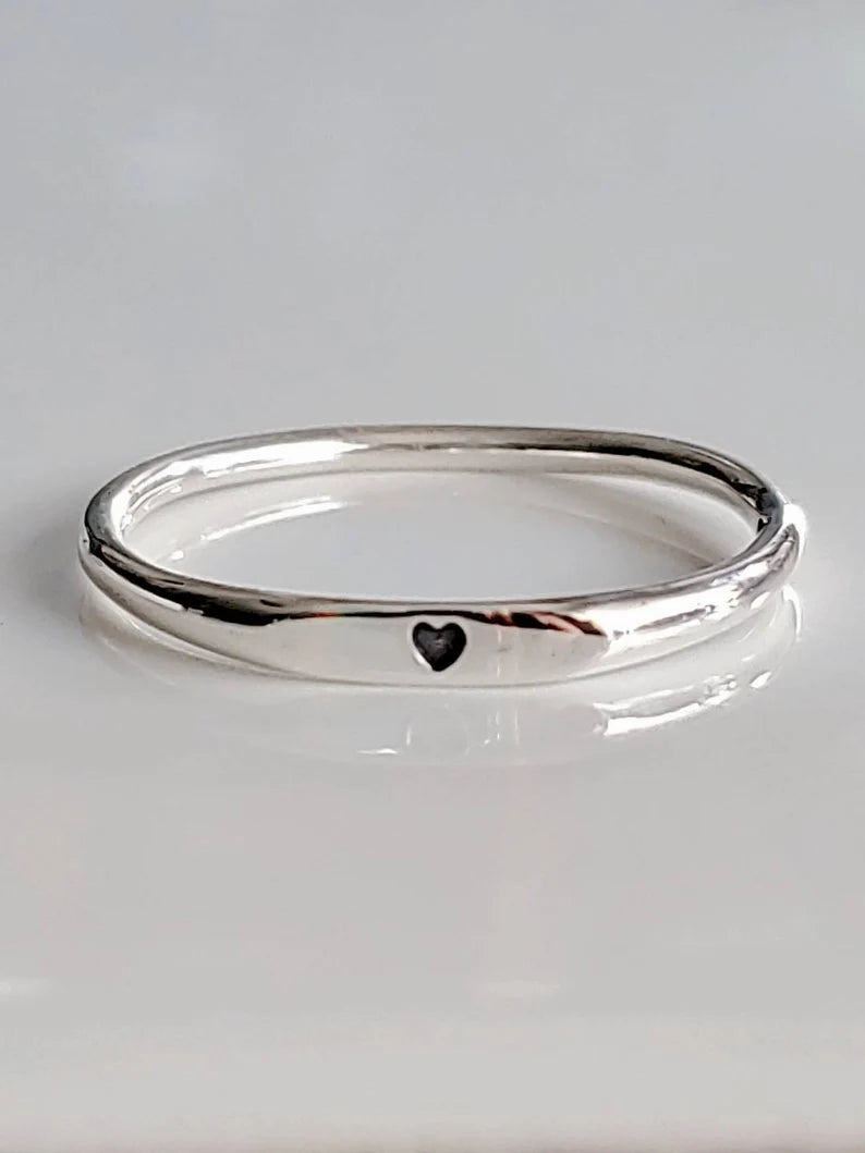 Sterling Silver Dainty Heart Ring - view 2