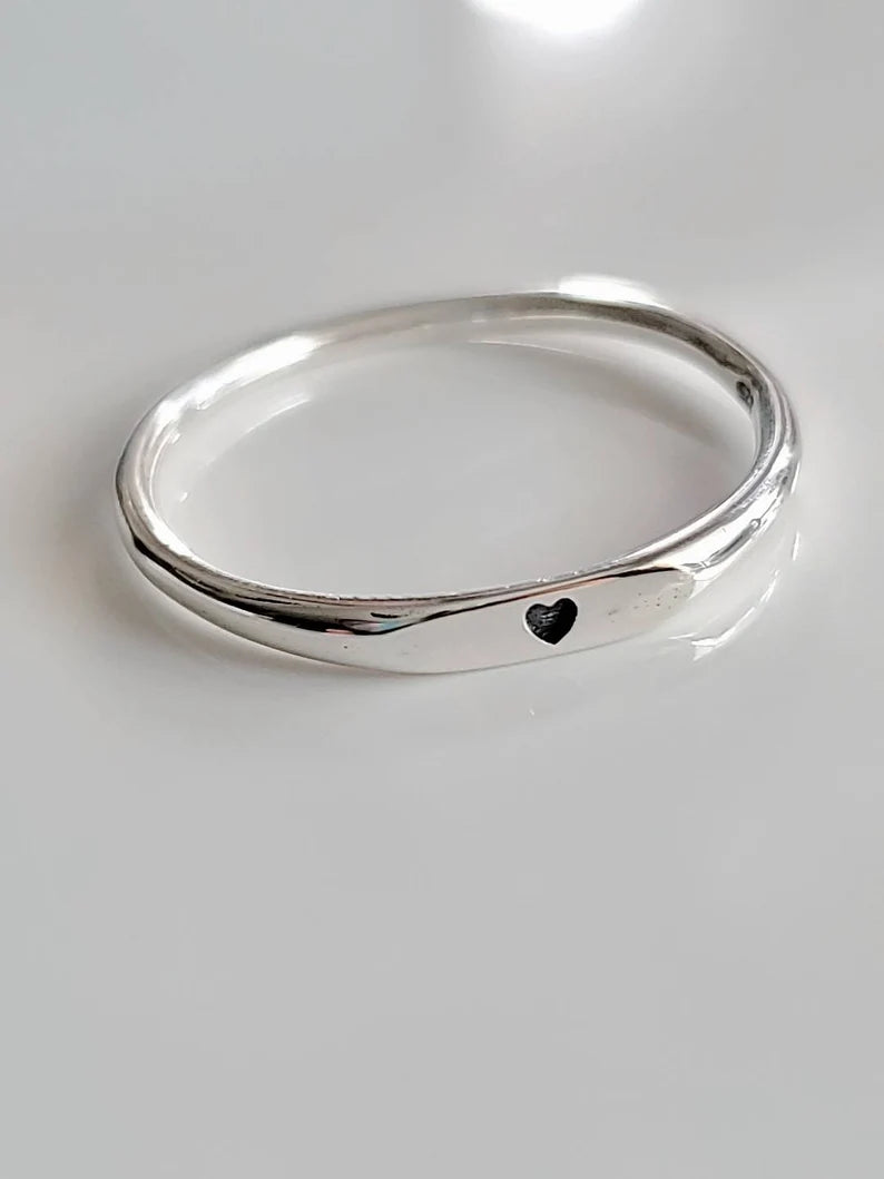 Sterling Silver Dainty Heart Ring - view 3