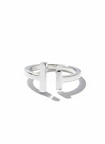 Sterling Silver Solid Double T Bar Ring