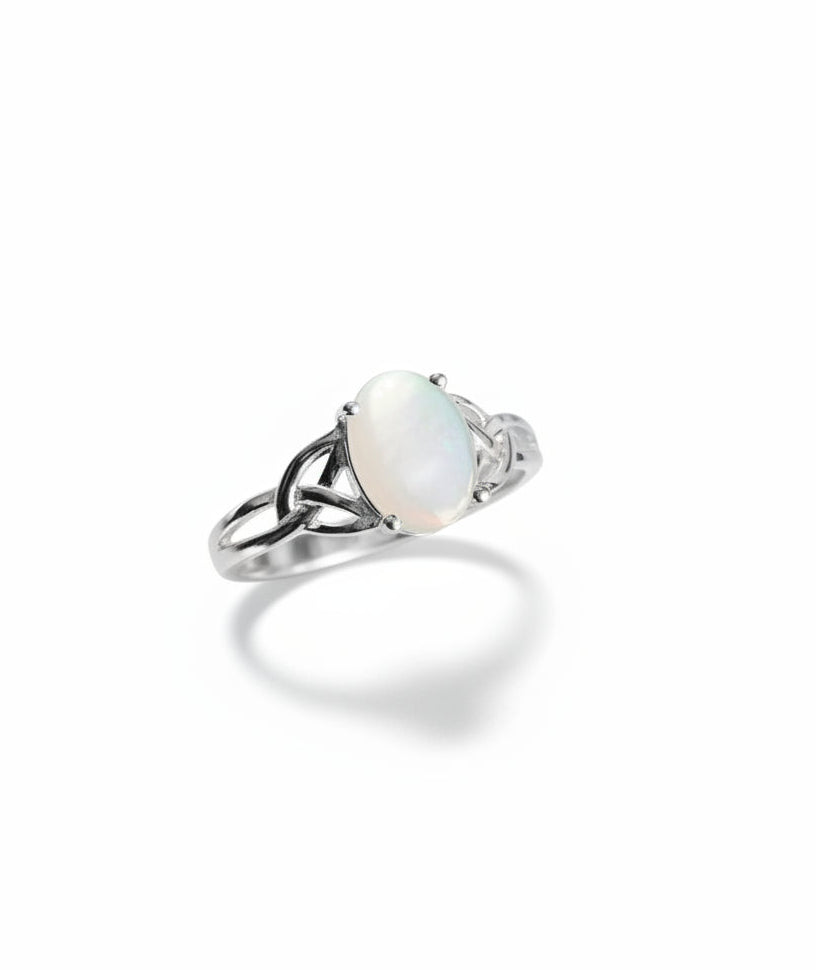 Mother of Pearl Celtic Sterling Silver Ring