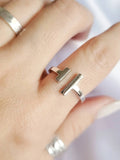 Sterling Silver Solid Double T Bar Ring - view 4