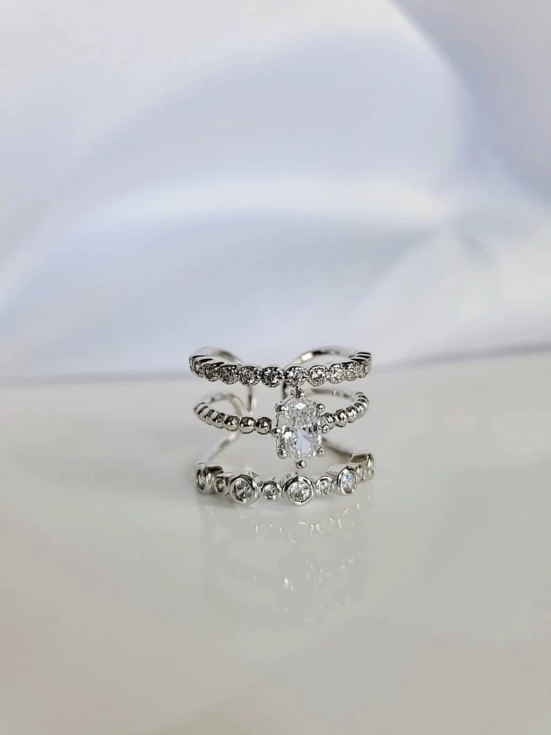 Sterling Silver 925 Multi-Row Ring - view 8