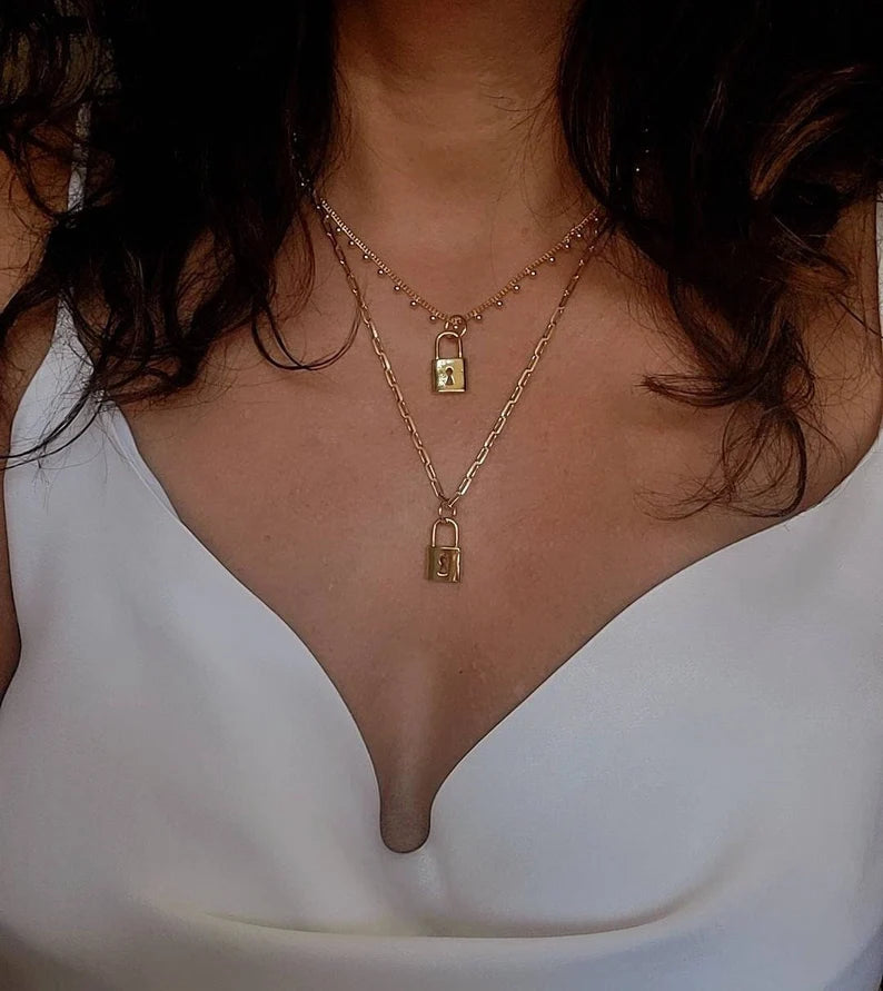 Gold Padlock Pendant - view 4