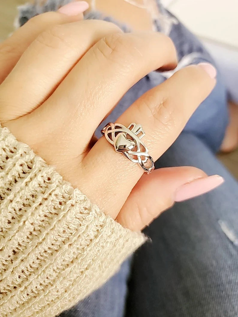 Sterling Silver Claddagh Celtic Ring - view 6