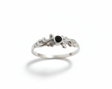 Sterling Silver Dainty Thin Onyx Ring