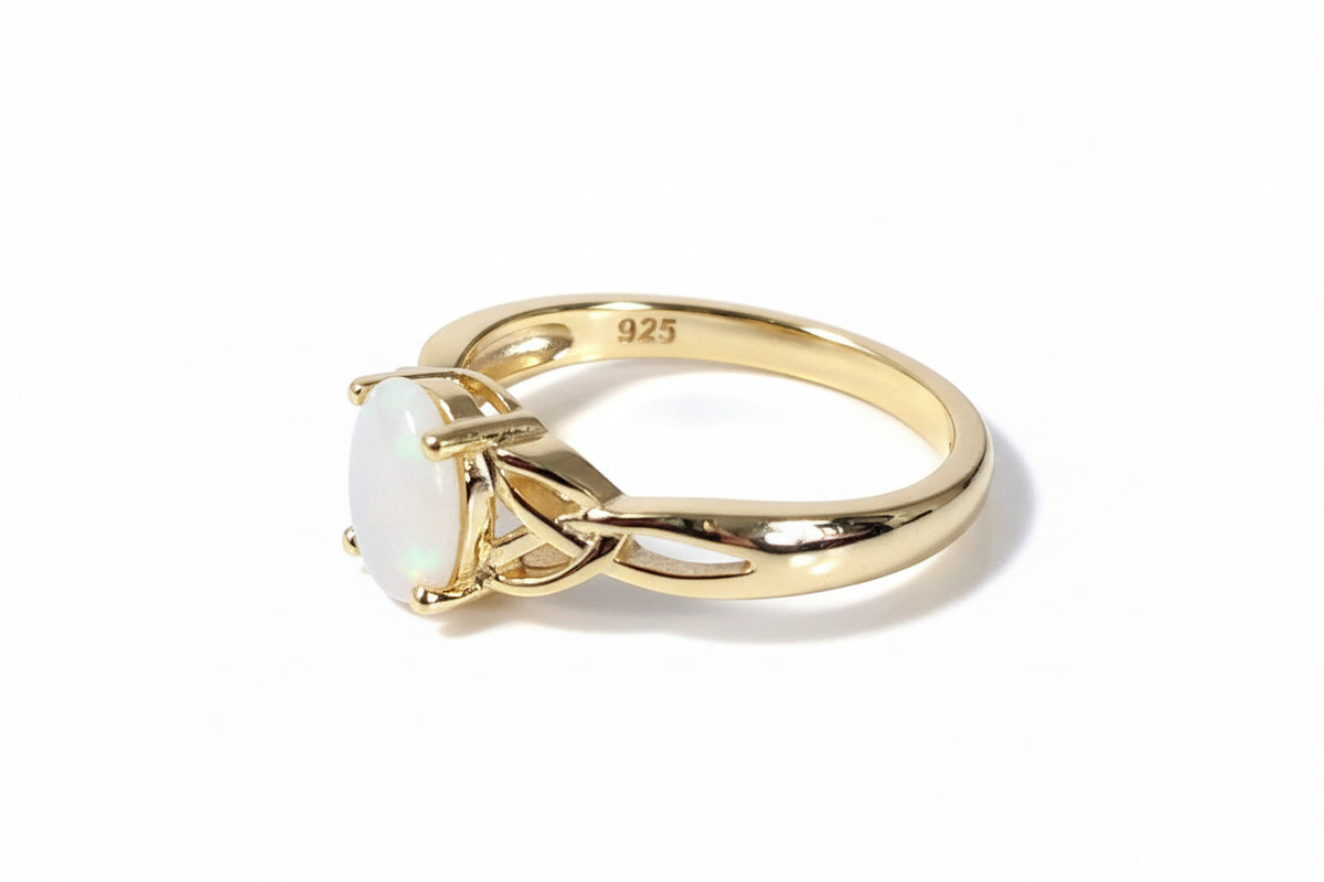 Sterling Silver Gold Mother of Pearl Celtic Ring - view 3