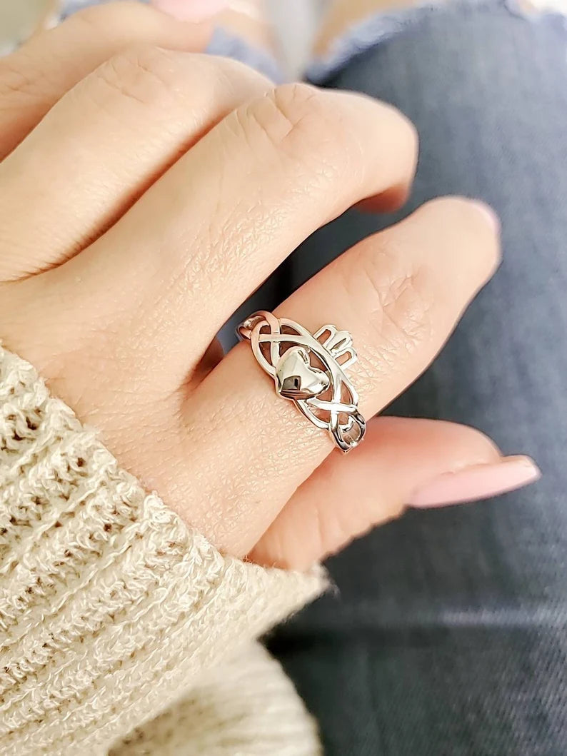 Sterling Silver Claddagh Celtic Ring - view 2