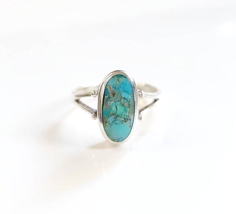 Sterling Silver Genuine Oval Turquoise Ring