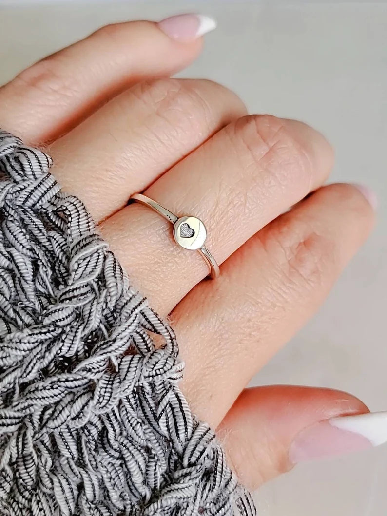 Sterling Silver Dainty Heart Ring - view 4