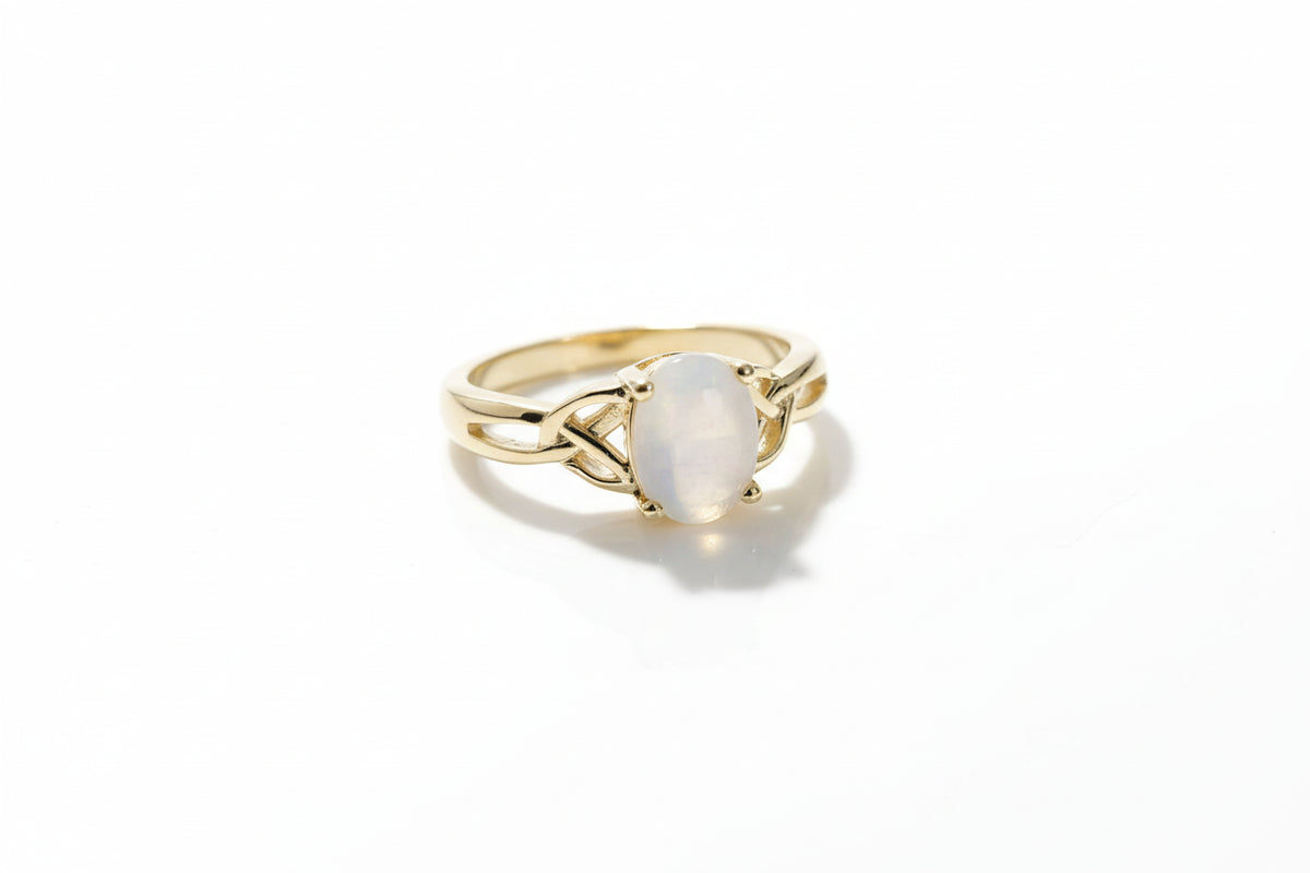 Sterling Silver Gold Mother of Pearl Celtic Ring - view 4