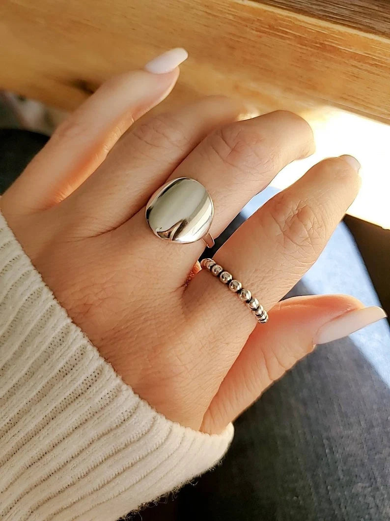 Sterling Silver Disc Ring - view 2