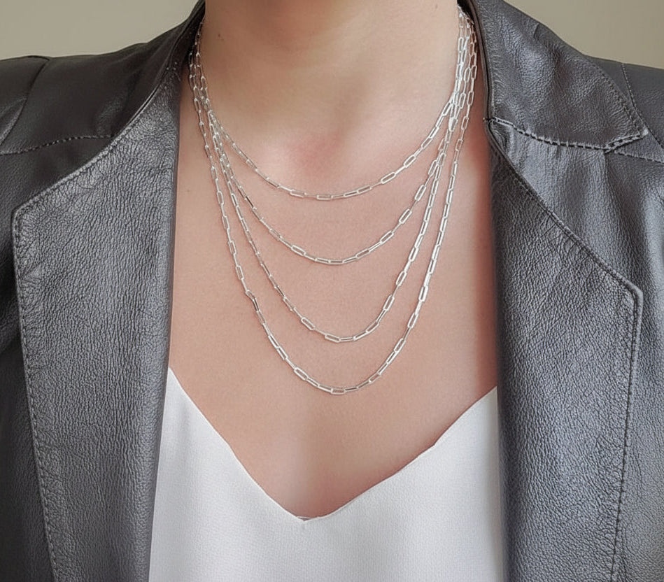 Sterling Silver Paper Clip Chain - view 3