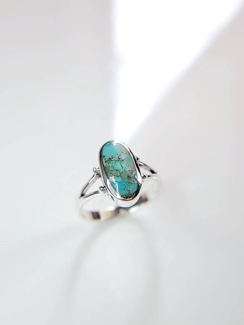 Sterling Silver Genuine Oval Turquoise Ring - view 7