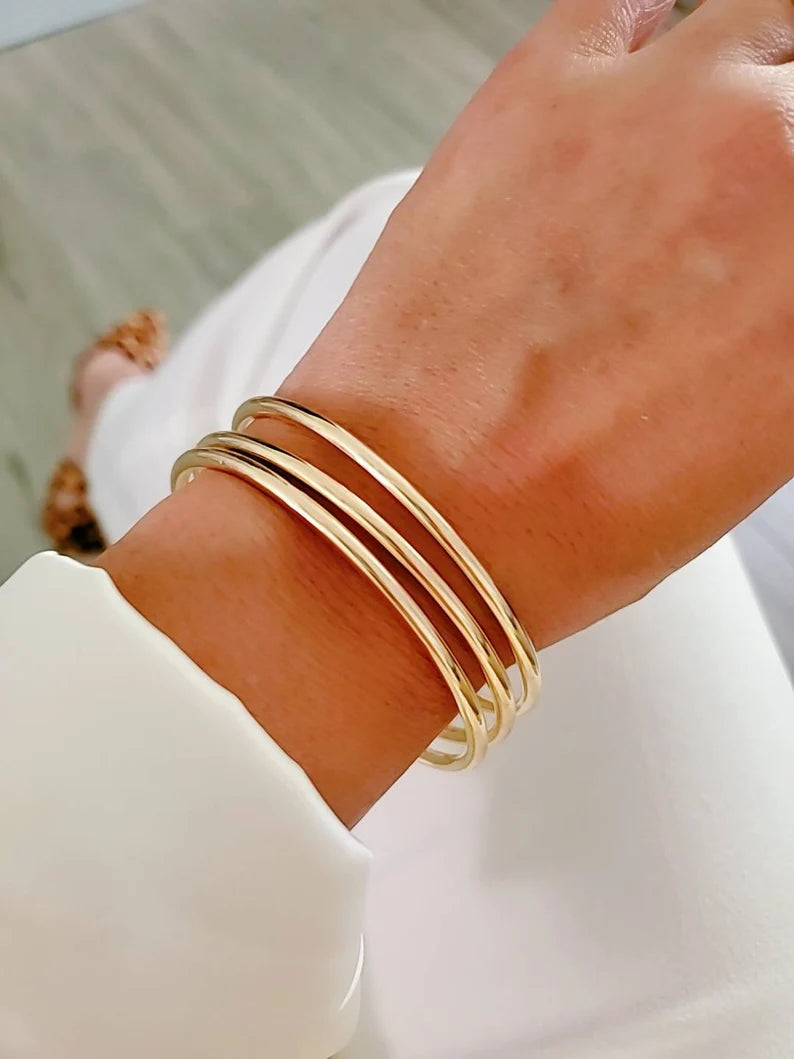 18K Gold Filled Bangle Bracelet - Stackable Collection