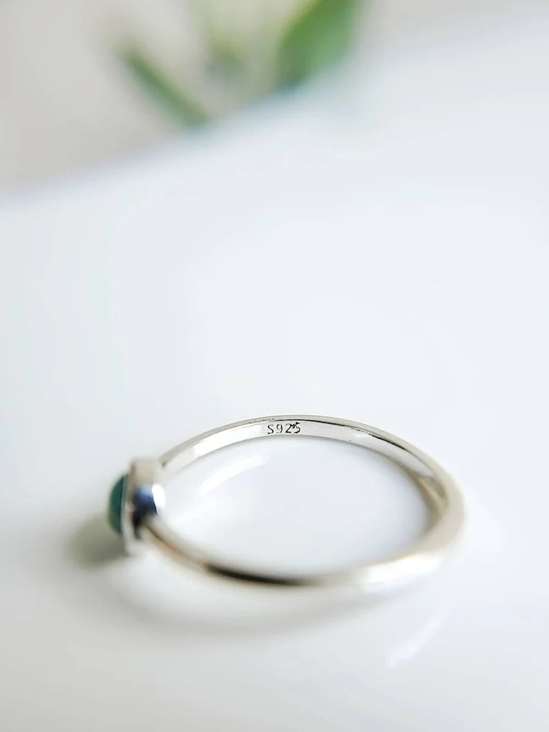 Sterling Silver Dainty Turquoise Ring - view 9