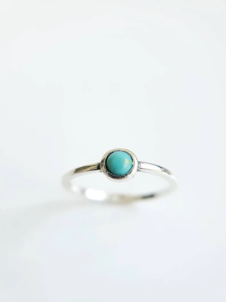 Sterling Silver Dainty Turquoise Ring - view 3