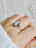 Sterling Silver Mother of Pearl Oval Stone Ring - view 4