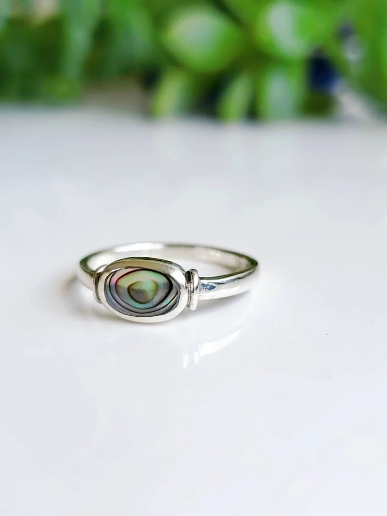 Sterling Silver 925 Genuine Abalone Ring - view 6