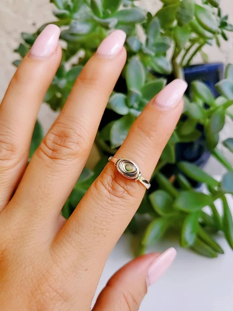 Sterling Silver 925 Genuine Abalone Ring - view 7