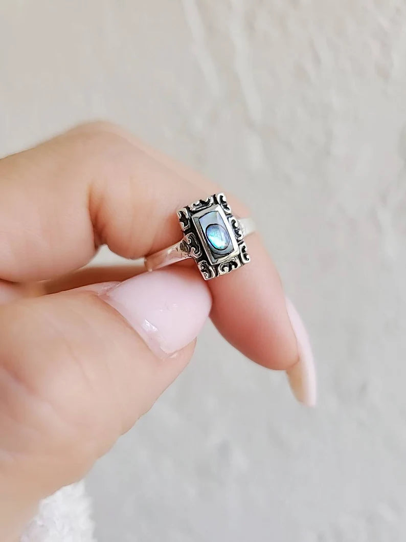 Sterling Silver Bali Abalone Ring - view 6