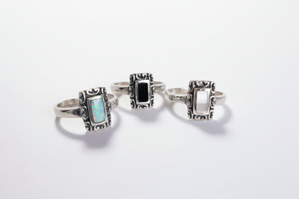 Sterling Silver Mother of Pearl Bali Ring - view 6