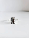 Minimalist Dainty Black Stone Stackable Ring - view 5