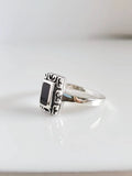Minimalist Dainty Black Stone Stackable Ring - view 4