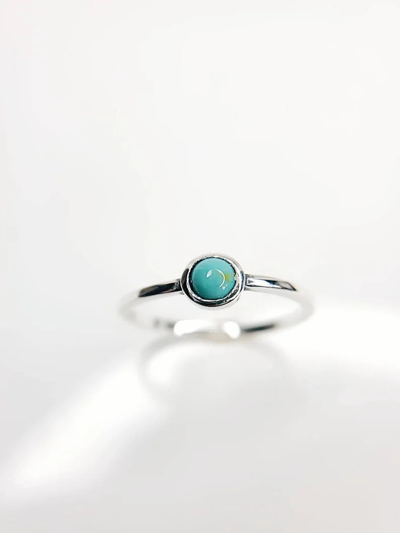 Sterling Silver Dainty Turquoise Ring - view 7