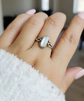 Sterling Silver Mother of Pearl Oval Stone Ring - view 7