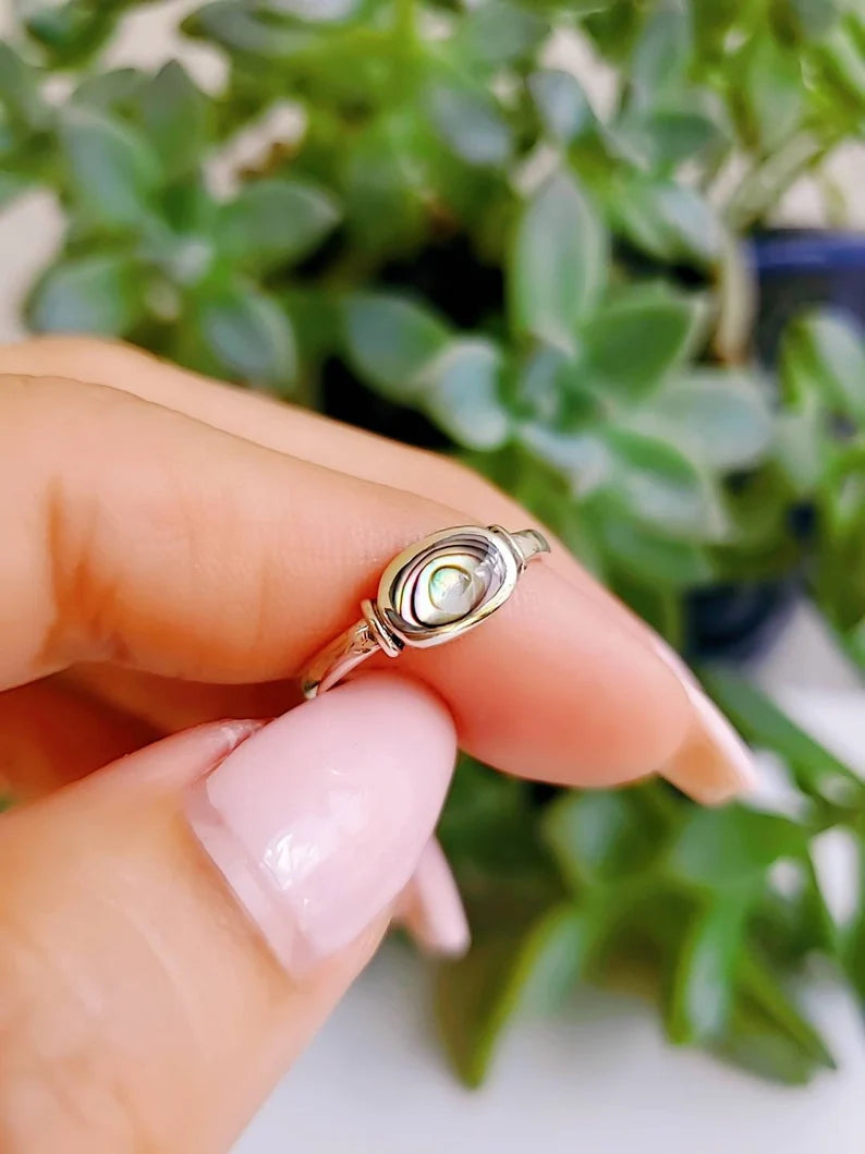 Sterling Silver 925 Genuine Abalone Ring - view 5