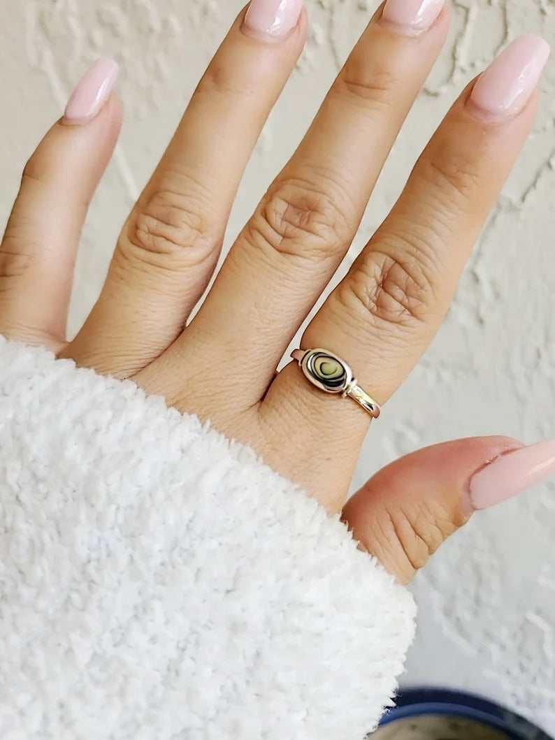 Sterling Silver 925 Genuine Abalone Ring - view 3