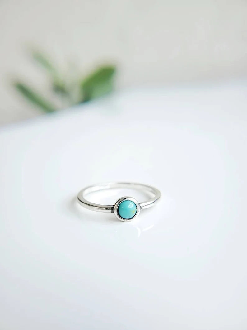 Sterling Silver Dainty Turquoise Ring - view 5