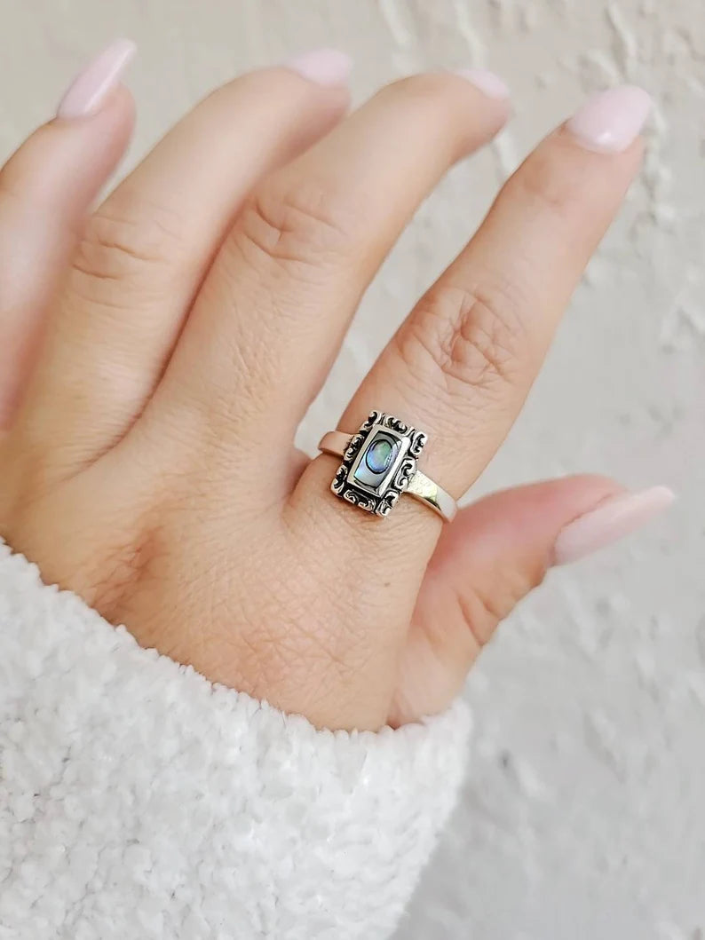 Sterling Silver Bali Abalone Ring