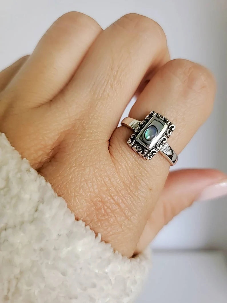 Sterling Silver Bali Abalone Ring - view 8