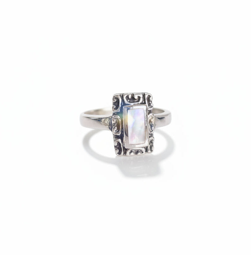 Sterling Silver Mother of Pearl Bali Ring