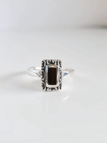 Minimalist Dainty Black Stone Stackable Ring