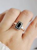 Minimalist Dainty Black Stone Stackable Ring - view 6