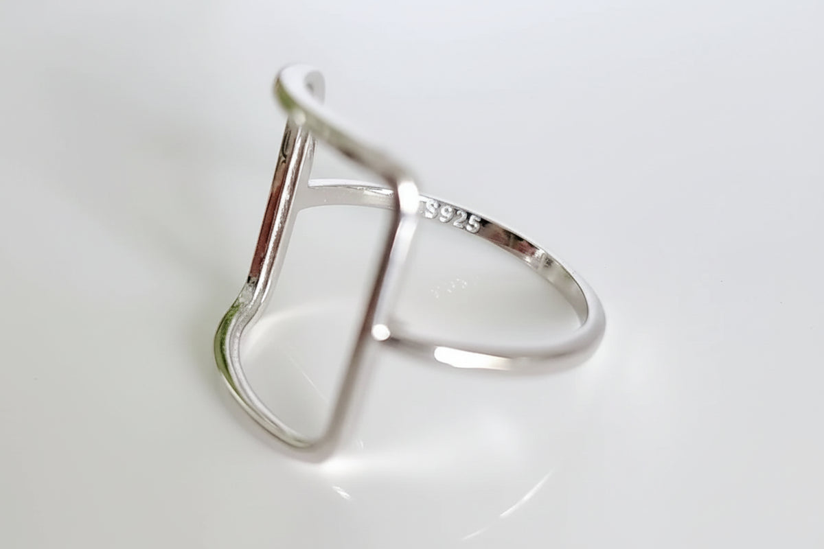 Sterling Silver Open Square Ring - view 3