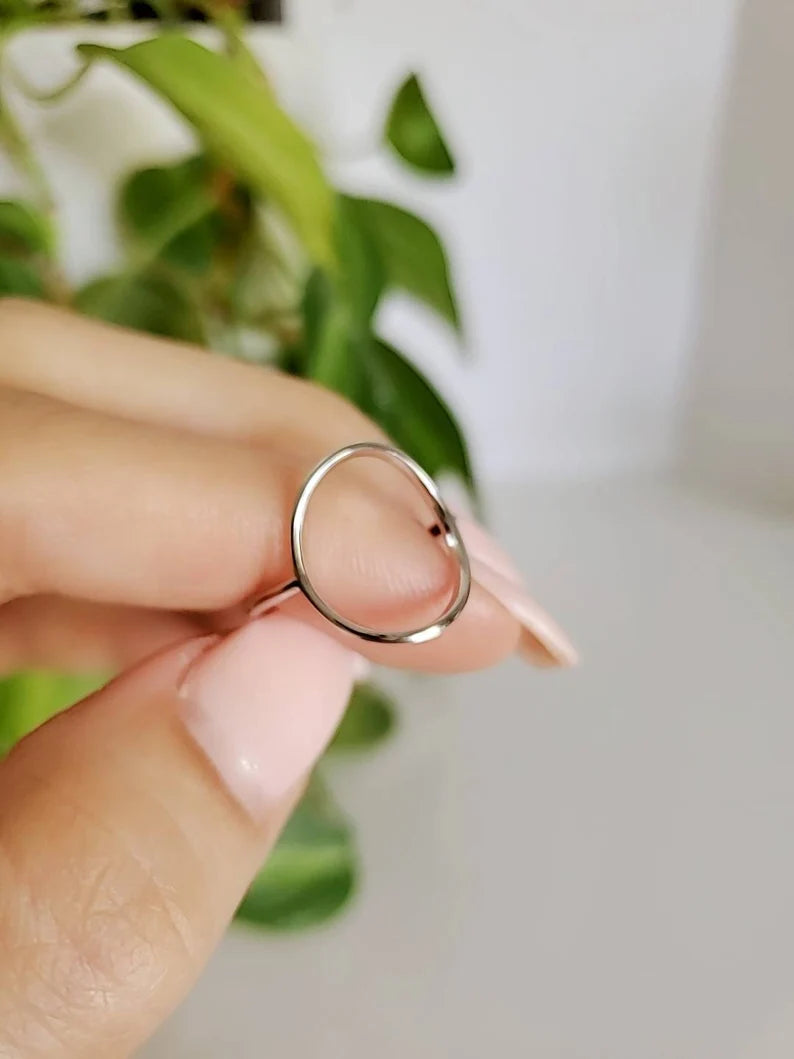 Sterling Silver Large Circle Halo Ring - view 7